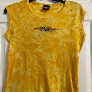 Ladies Harley Davidson Yellow Tye Dye Tank XL